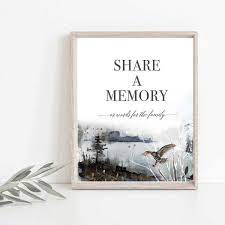 Memorial Memory Table Sign with Flowers for a Celebration of Life